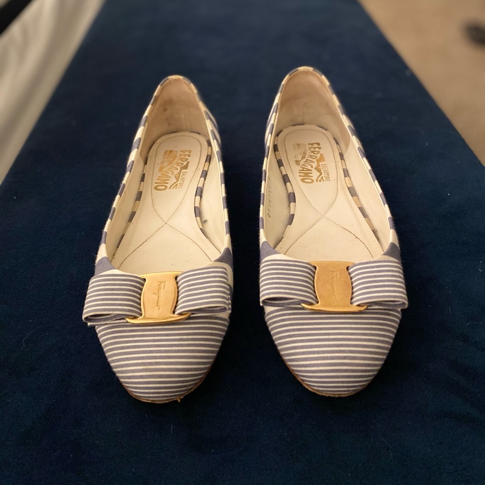 Salvatore Ferragamo Nautical Strip Flats Size 37